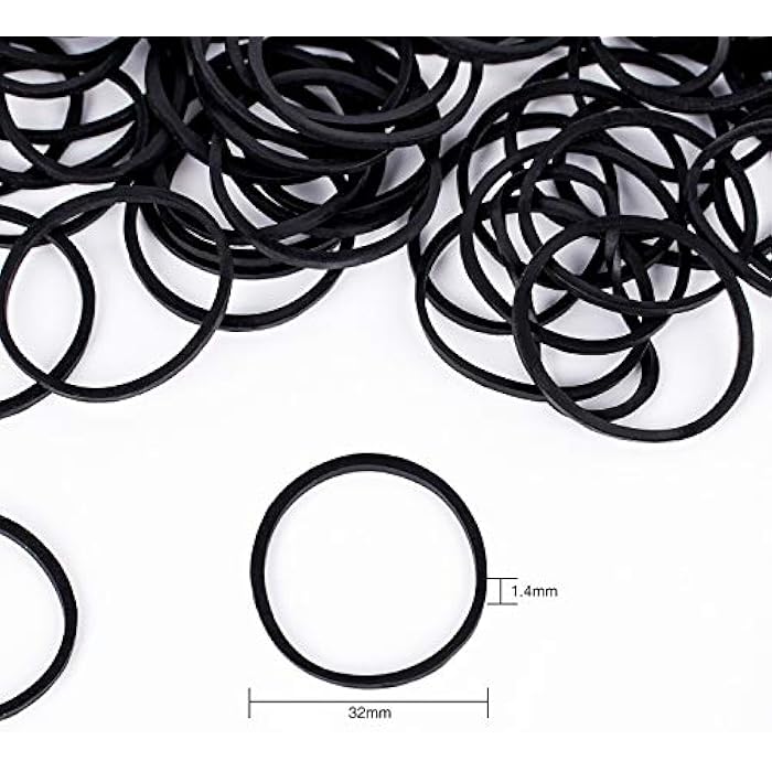 HOYOLS 1 1/2 Inches Large Elastics Rubber Bands for Black Hair Ties Braiding Ponytail Holders Plastic Rubberbands for Women Girls Hair Crafts Office Supplier No Damage 330pcs (L) Latex-Free - Image 3